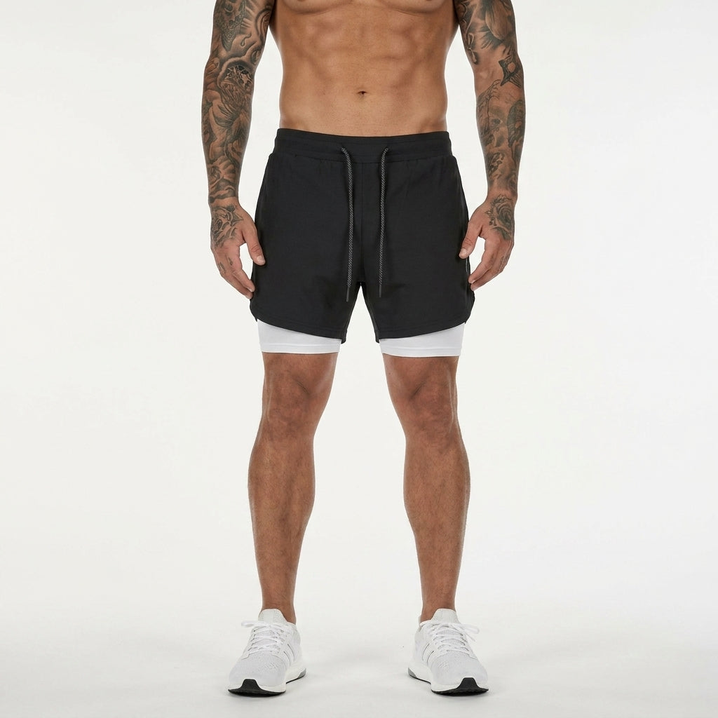 PaceLock™  2-in-1 Träningsshorts med studsfri mobilficka