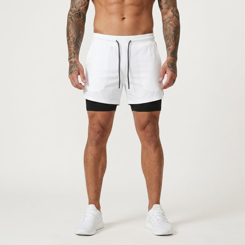PaceLock™  2-in-1 Träningsshorts med studsfri mobilficka