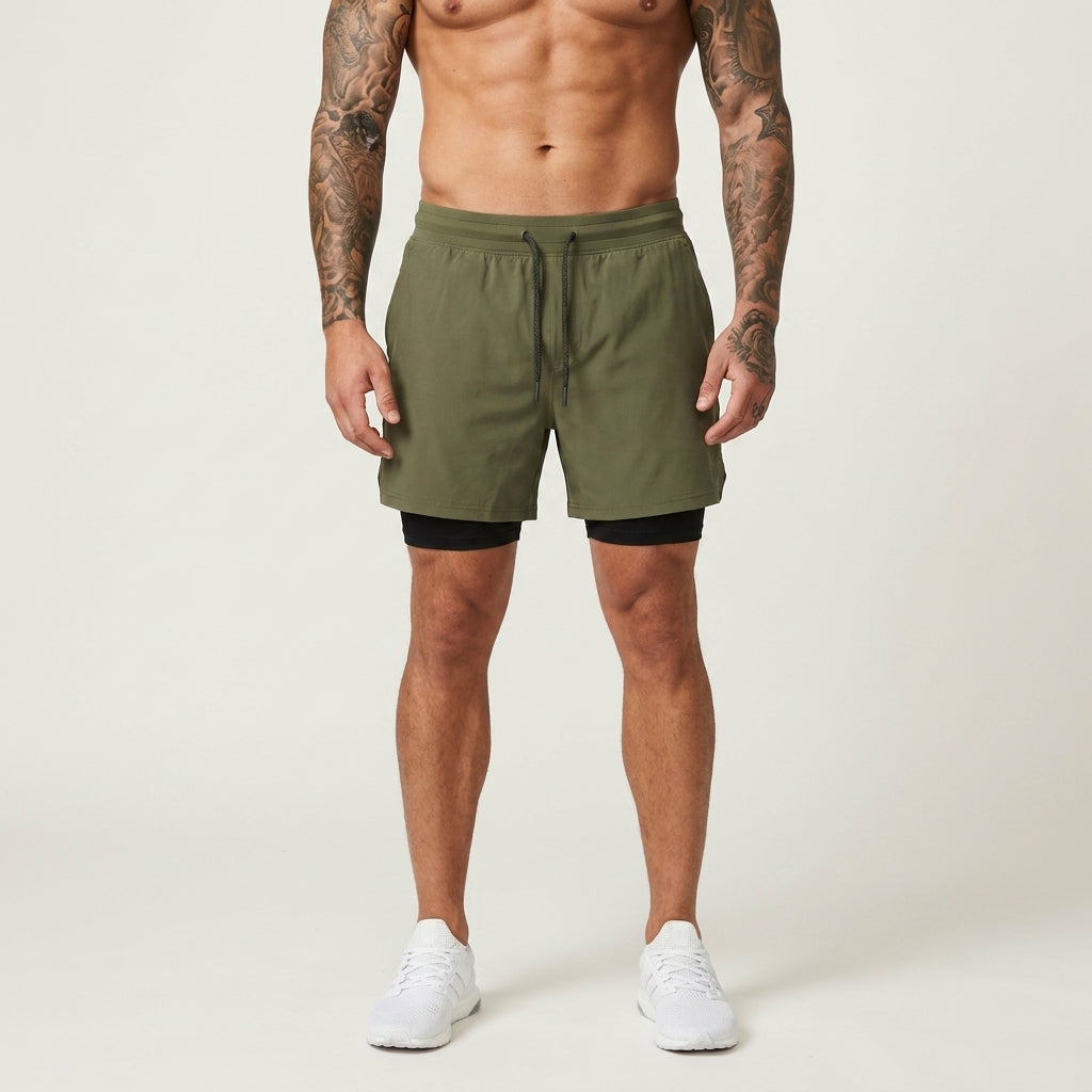PaceLock™  2-in-1 Träningsshorts med studsfri mobilficka