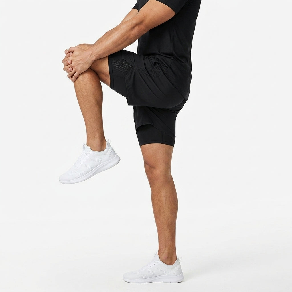PaceLock™  2-in-1 Träningsshorts med studsfri mobilficka