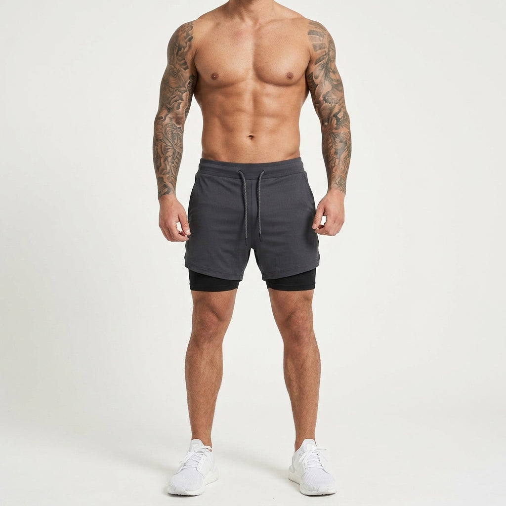 PaceLock™  2-in-1 Träningsshorts med studsfri mobilficka