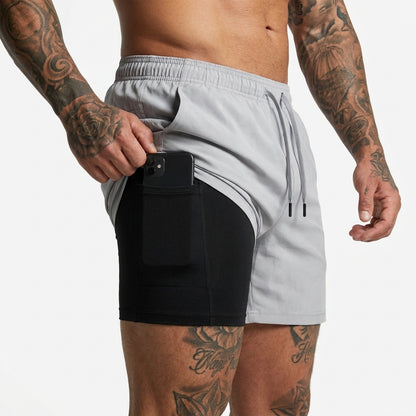 PaceLock™  2-in-1 Träningsshorts med studsfri mobilficka